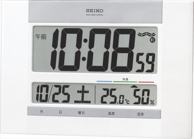 画像1: セイコー 温度・湿度計付掛置き兼用電波時計 SQ429W | １個〜名入れができます