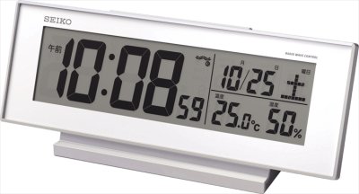 画像1: セイコー 温度・湿度計付 電波目覚まし時計 SQ762W | １個〜名入れができます