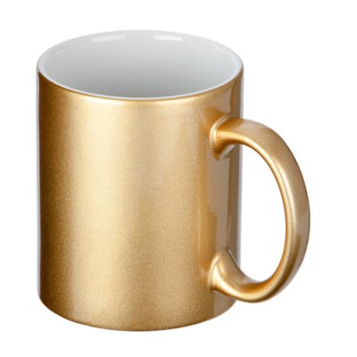 画像1: フルカラー転写対応陶器マグカップ(320ml)(ゴールド)
