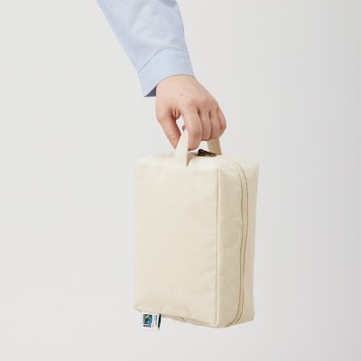 フェアトレードコットンキャンバスファスナーポーチ（L）　ナチュラル