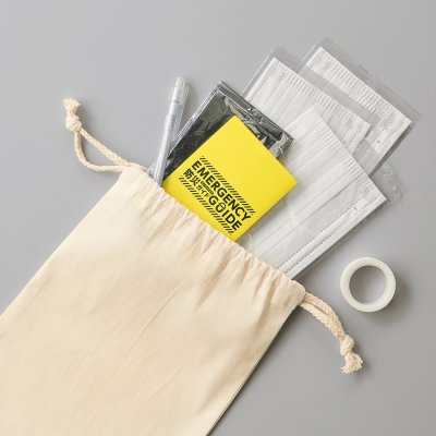 防災緊急6点セット　巾着タイプ　ナチュラル