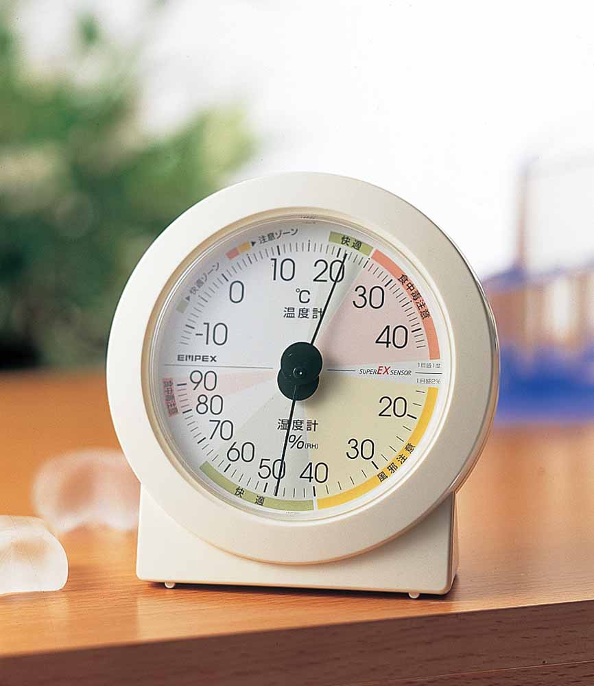 エンペックス気象計 温度湿度計 スーパーEXギャラリー気象計 温度 気圧 湿度表示 置き用 日本製 ブラック EX-796 - 1