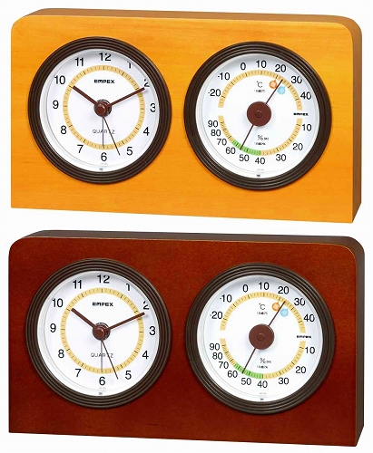 画像1: ウッディデュオ温・湿度計・時計