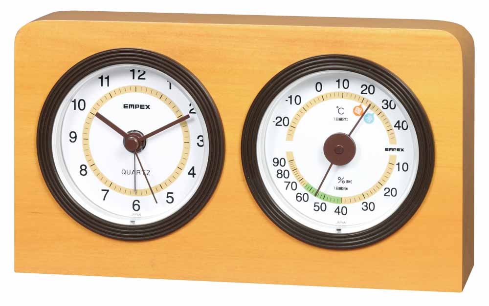 画像2: ウッディデュオ温・湿度計・時計