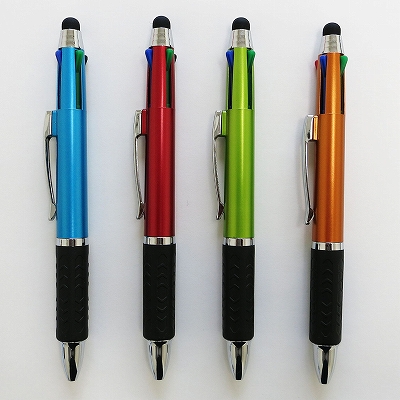 画像1: タッチペン付4色ボールペン