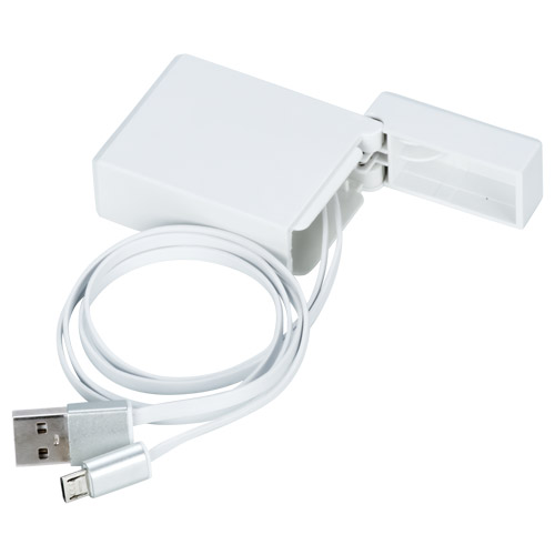 巻き取り式USBケーブル(micro USB)(白)