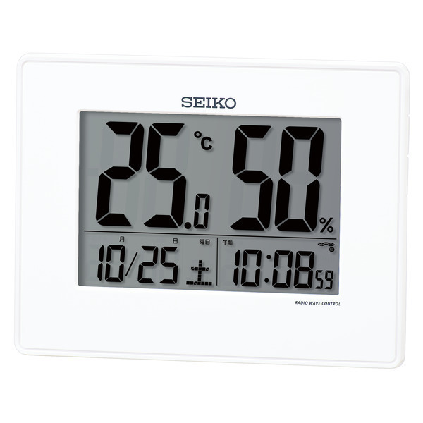 別倉庫からの配送】 セイコー クロック 掛け時計 置き時計 兼用 衛星 電波 デジタル カレンダー 温度 湿度 表示 白 パール GP502W  SEIKO