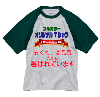 画像1: 5.6オンス ラグランスリーブ Tシャツ 【7色・4サイズからお選びください】